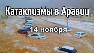 Ужасный шторм и наводнение в Аравии! Изменение климата в Саудовской Аравии 14 ноября