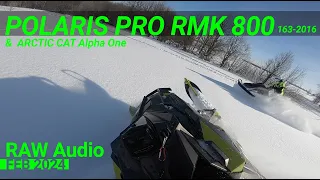 Шикарнейшая катка на Polaris pro rmk 800 &  ARCTIC CAT Alpha One (RAW Audio)