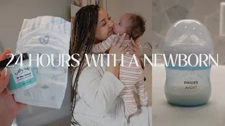 24 HOURS WITH A NEWBORN | my nursing journey, tips & tricks, best newborn products, schedule & more