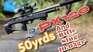 PX120/PX120 ACCURACY TEST AT 50YRDS WITH RIFLE SLUG SERIES 10.03gr .177 Cal🤔🤔||THE AIRGUNNER