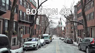 Boston 4K - Winter Weekend Drive