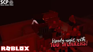 BLOODY NIGHT FOR 1 HOUR WITH 100 WORKERS CHALLENGE! • Roblox SCP-3008