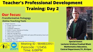 Teacher's Professional DEvelopment Training DAy 2, Lecturer Krishna Prashad Bhatt,TU; Try For Learn