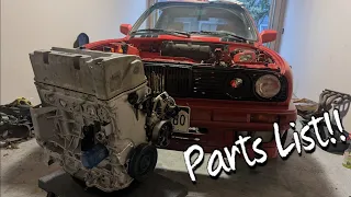 Everything You Will Need To K-Swap A Bmw E30!! Parts List!!