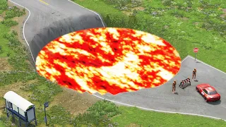 Cars  vs - Beamng drive - Open Bridge Crashes over Volcano #1 (Jumping into Volcano Crashes)