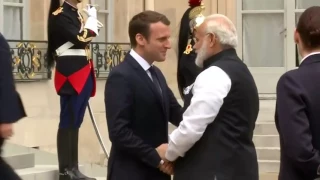 France's Macron welcomes India's Modi at Elysee palace