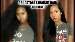 KELSEY'S DRUGSTORE STRAIGHT HAIR ROUTINE | On Naturally Curly Hair