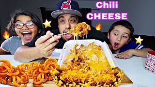 *CHEESY* Chili Cheese Curly Fries Mukbang/Eating Show *Tastee Motive* Chili Cheese Fries