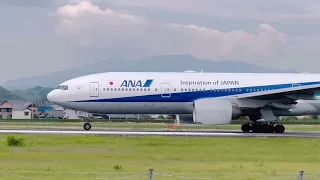 松山空港B777-200ER ANAJA717N空港公園撮影してデカい伊丹空港感じる空間松山空港だね．