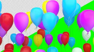 Футаж на зеленом фоне — Переход воздушные шары разноцветные