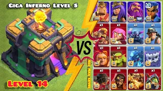 Town Hall 14 giga inferno vs Max Heroes | max troops | Giga inferno vs Super troops - Clash of Clans