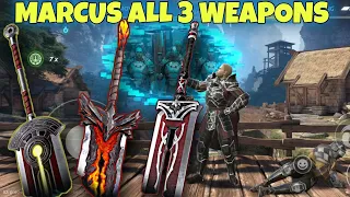 MARCUS ALL 3 WEAPONS - Shadow Razor vs Magmarion vs Precept of the Legion -  Shadow Fight Arena