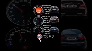 Mercedes AMG E63 514 HP V8 6.2 VS BMW M5 E60 V10 5.0 VS Audi RS6 C6 V10 5.0