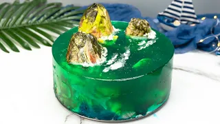 Chocolate Jelly Island Cake Recipe - Ocean Cake - Hot Trend Cake 2020 by Vcake Yummy