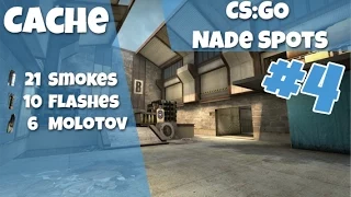 CS:GO Nade Spots Ep #4 - Cache, 21 Smokes, 10 Flashes and 6 Molotovs - Quick Version