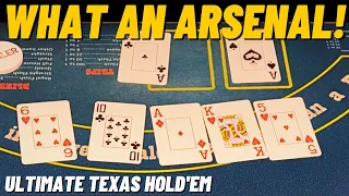 Dealer Unveils Unbelievable Set of Cards - Ultimate Texas Hold'em Poker Session 2
