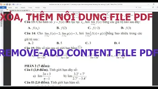 Cách xóa thêm bớt nội dung câu hỏi vào file PDF như thế nào|add or remove pdf file content