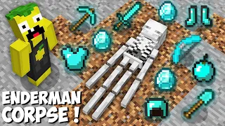 I found THE CORPSE OF A DIAMOND ENDERMAN in Minecraft ! SECRET DEAD ENDERMAN !