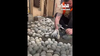 Laying a pebble stone path