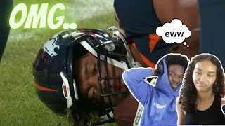 GIRLFRIEND REACTS TO THE CRAZIEST NFL "KNOCKOUT HITS" *she could barely look*