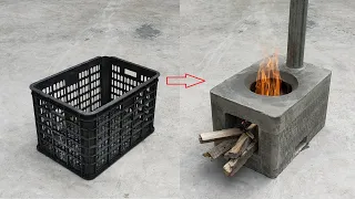 Great, the idea of making smoke free wood stoves from cement and plastic baskets