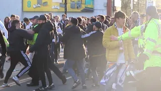 Chaos Erupts As Real Madrid Fans Parade To Etihad Stadium For Champions League Game VS Man City