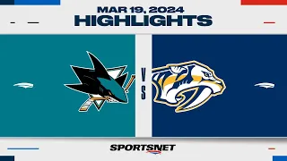 NHL Highlights | Sharks vs. Predators - March 19, 2024