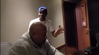 Dr Dre Making Trash Beat On Desk With His Hands While Symba Freestyle