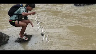 NET FISHING IN SMALL RIVER OF NEPAL | HIMALAYAN TROUT FISHING | ASALA FISHING | P.S.ED THUMBNAIL |