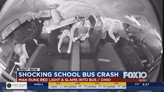 Shocking video shows school bus crash