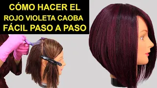 COMO APLICAR EL ROJO VIOLETA CAOBA Y QUE SE FIJE EN PELO #ENCASACONMIGO #QUEDATEENCASA