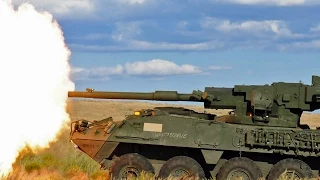 ストライカー装甲車 105mm戦車砲発射 - Stryker IAV 105mm Tank gun Firing