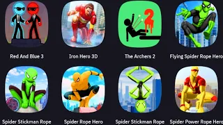 Red And Blue 3, Iron Hero, The Archers 2, Flying Spider Rope Hero, Spider Stickman Rope,