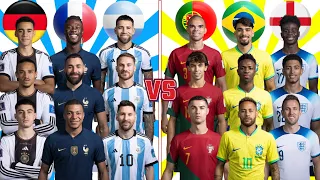 Germany France Argentina 🆚 Portugal Brazil England (Ronaldo Messi Mbappe Musiala Neymar Kane)💪⚽🔥