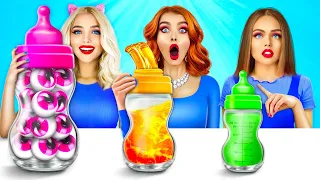 Mukbang Giant Color Bottles Challenge | Candy Drink VS Honey Jelly Desserts by RATATA COOL