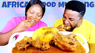 MASSIVE FUFU! STARCH AND BANGA SOUP WITH ASSORTED MEAT MUKBANG | AFRICAN FOOD MUKBANG