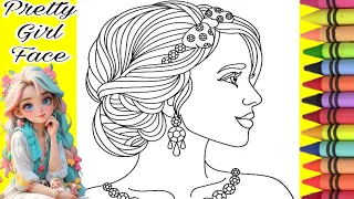 Coloring Pretty Girl Face Drawing For Kids/Coloring Drawing/Painting For Kids/Coloring Book Page/