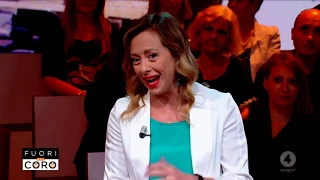 Giorgia Meloni in diretta da Fuori dal Coro con Mario Giordano su Rete 4! Non perdetela!