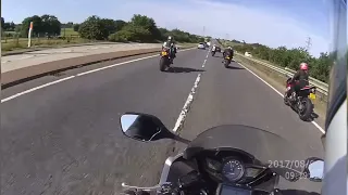 Unmarked police motorcycle chases five bikers at 150mph gopro #police #trafficcops