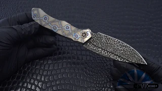 Marfione Custom Anax Torched Titanium Handle Ball Bearing Damascus