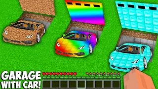 I found a NEW SECRET GARAGE WITH A SUPER CAR in Minecraft ! RAINBOW CAR vs DIAMOND CAR vs DIRT CAR !