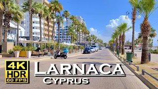 Larnaca Cyprus, Finikoudes beach in 4K 60fps HDR (UHD) Dolby Atmos 💖 Best Places 👀 Walking Tour