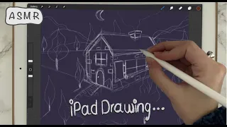 ASMR iPad Sounds - Drawing a sketch in Procreate - Close Whispering, writing sounds