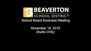 BSD School Board Meeting November 18, 2019