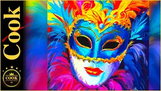 Mardi Gras Mask Beginner Acrylic Step by Step Tutorial with Ginger Cook