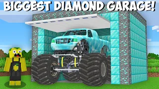 I found BIG DIAMOND GARAGE WITH SECRET MONSTER TRUCK in Minecraft ! NEW HUGE CAR !