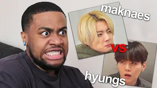 the difference between the bts hyung line & maknae line is UNINTENTIONALLY HILARIOUS!