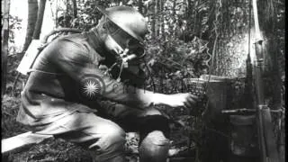 US 12th Field Artillery Regiment load shells in a field gun and in action in Bois...HD Stock Footage