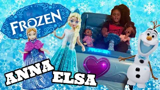 Disney Frozen Sleigh 12 Volt  Ride-On Power Wheels For Kids! Frozen Elsa & Anna