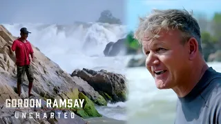 🌊 Cast Netting In Laos' Treacherous Khone Falls | Gordon Ramsay: Uncharted